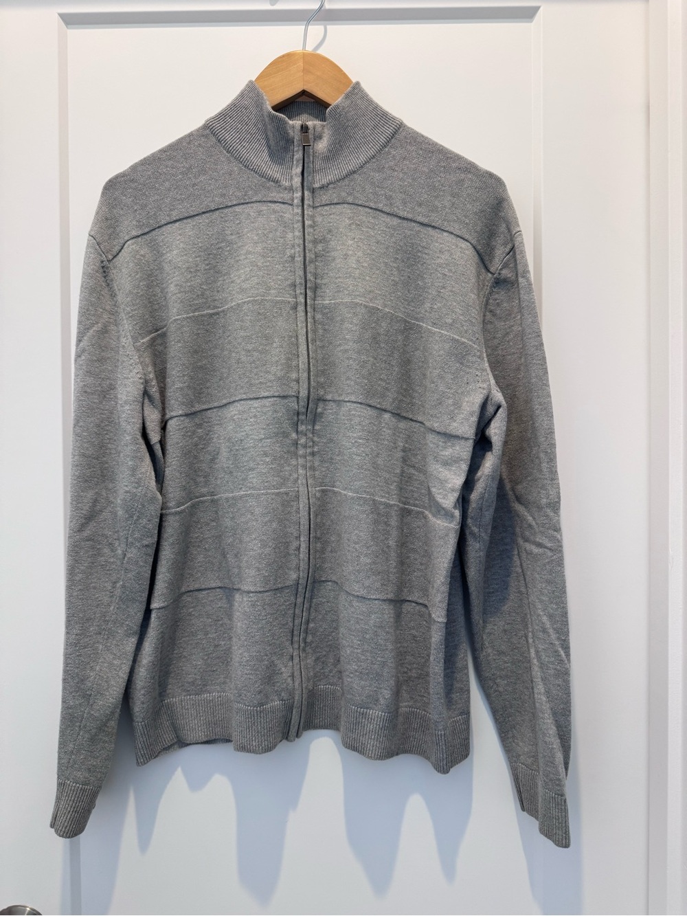 Alfani Men's Light Gray Full-Zip Mock Neck Sweater